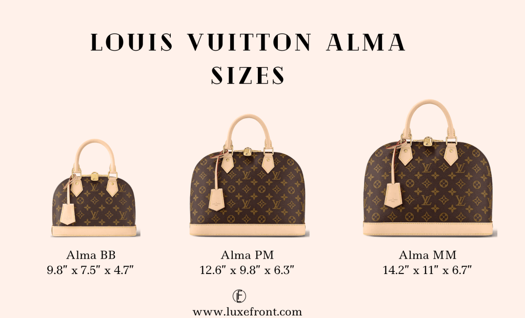 louis vuitton alma sizes