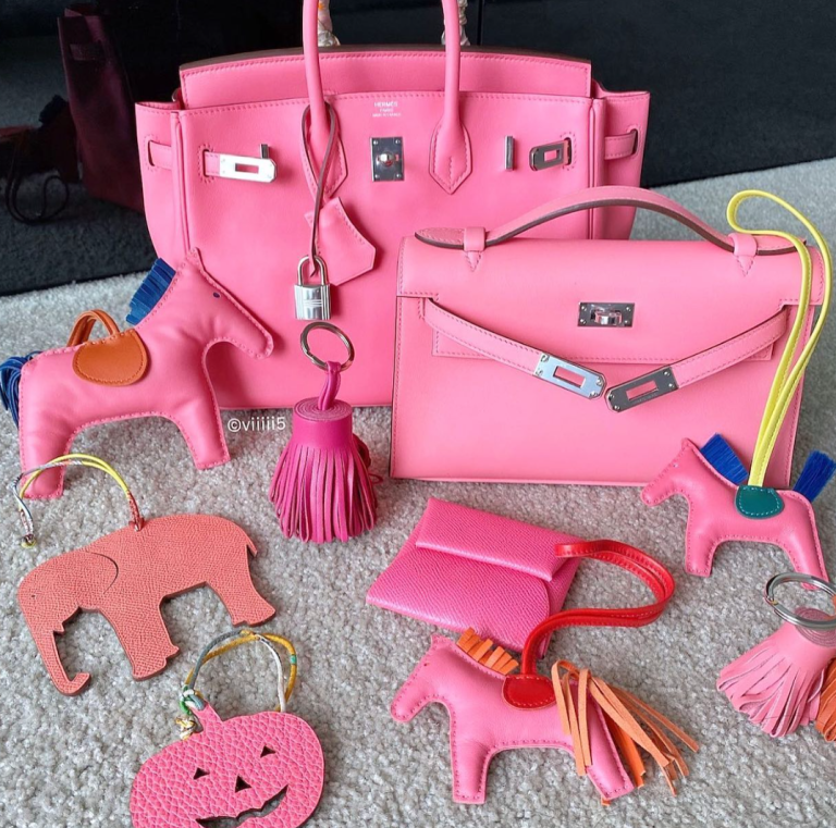 hermes pink bag outfit